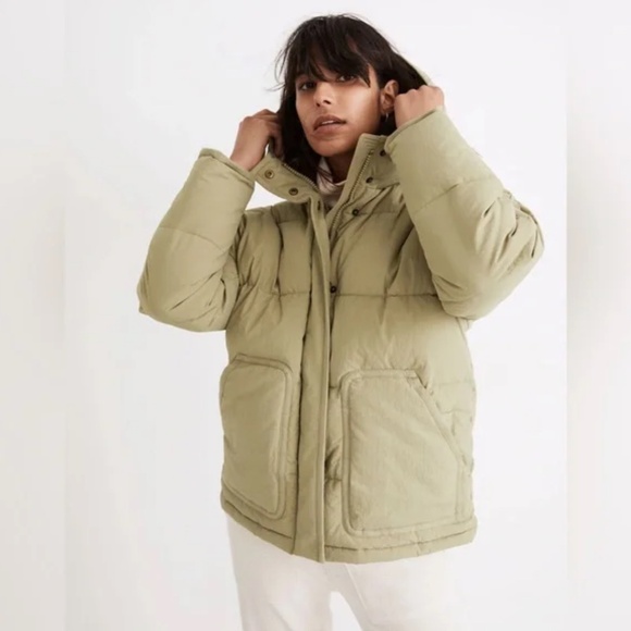 Madewell Holland Quilted Puffer Parka / SMALL / ASH GREEN - Picture 2 of 10